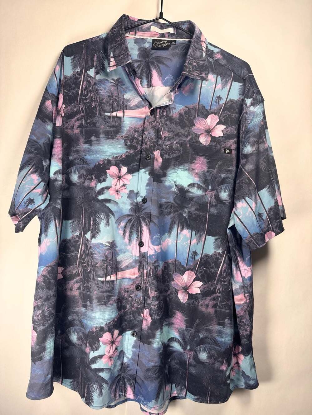 Sunday Swagger Wailea Tropical Palm and Floral Print Button-Up Shirt